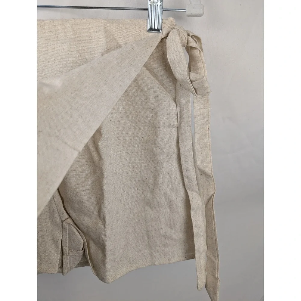 Linen Tan Skirt Shorts Wrap Skort Tie Mini L Preppy Euro Summer Coastal‎ Beach